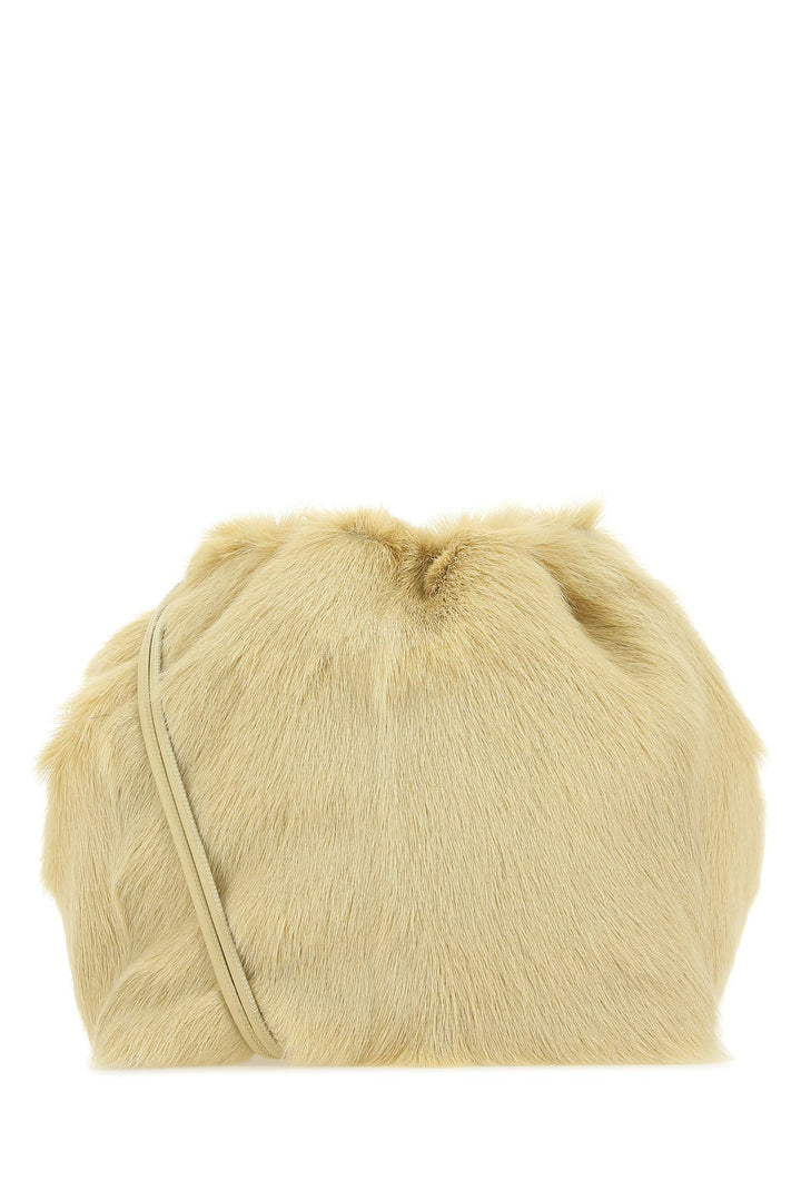 Cream fur Dumpling bucket bag