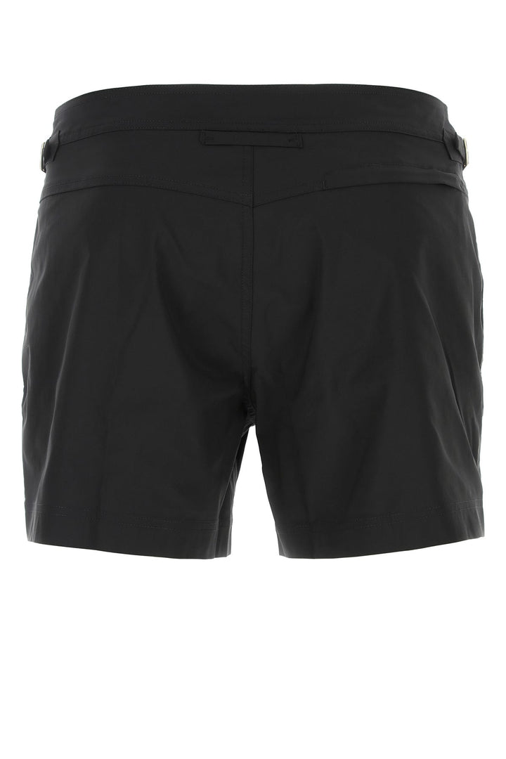 Black polyester swimming shorts