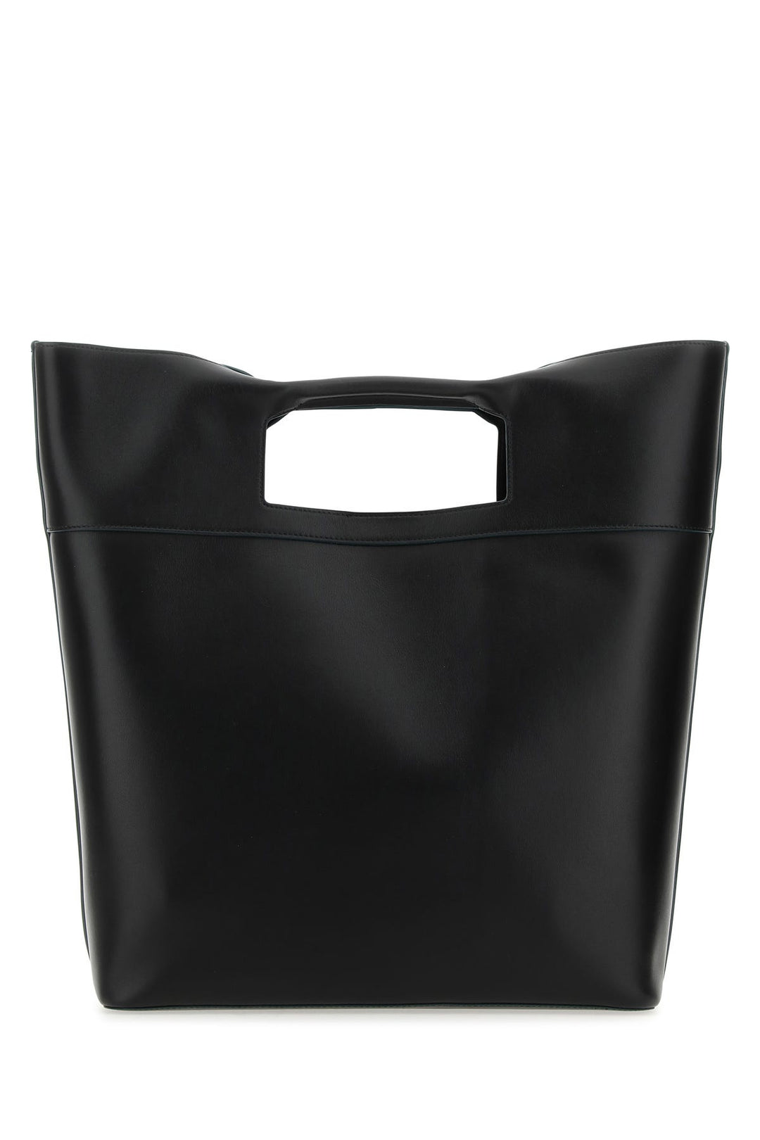 Black leather The Square Bow shopping bag