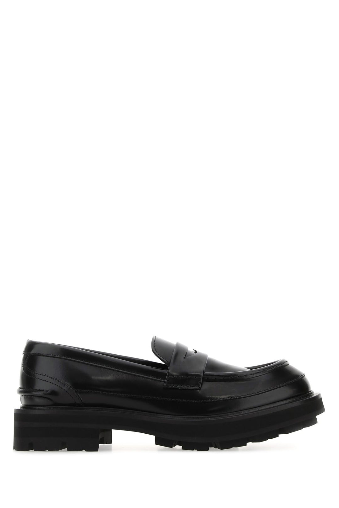 Black leather loafers