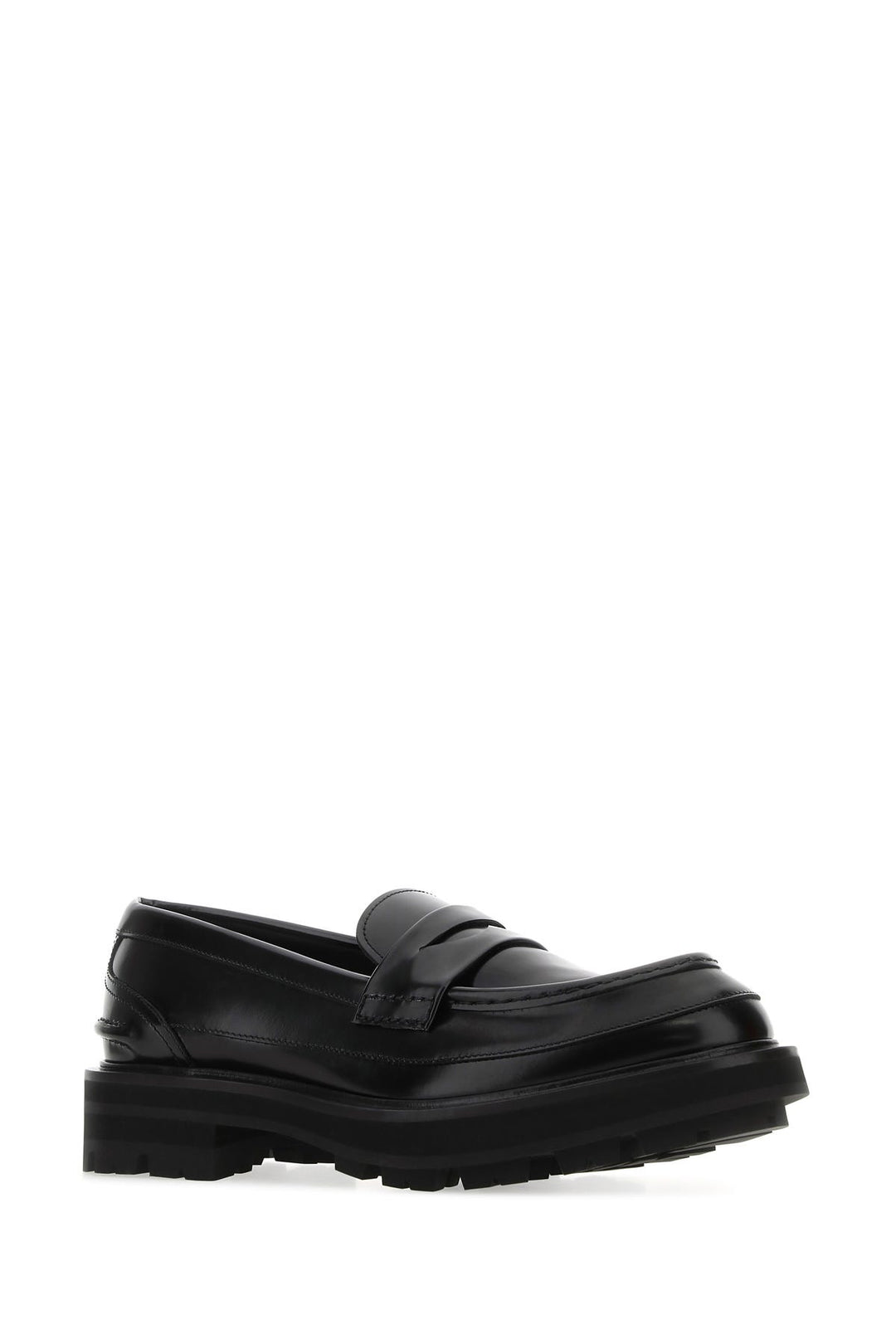 Black leather loafers