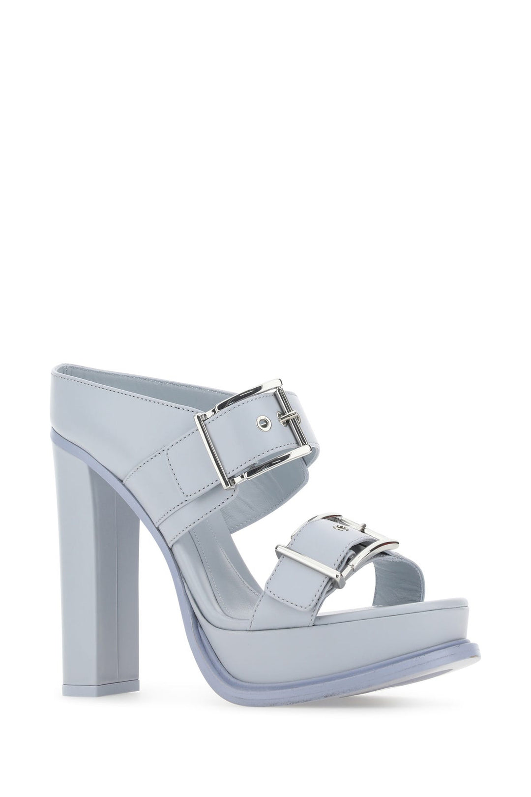 Pastel light-blue leather sandals