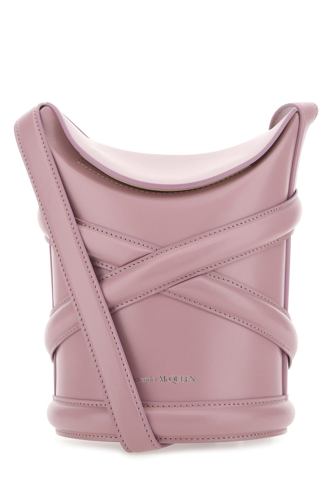 Dark pink leather The Curve bucket bag