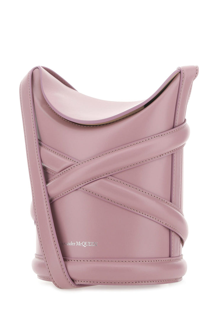 Dark pink leather The Curve bucket bag