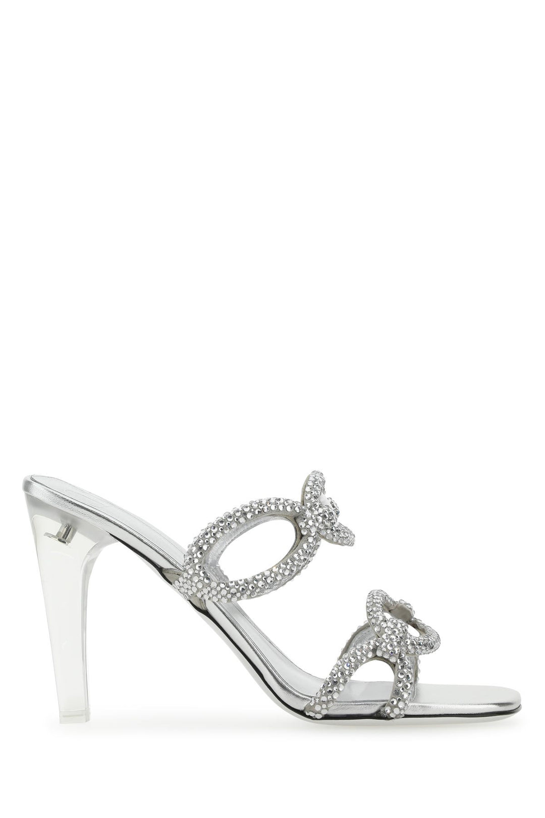 Silver leather Valentino Garavani Chain 1967 mules