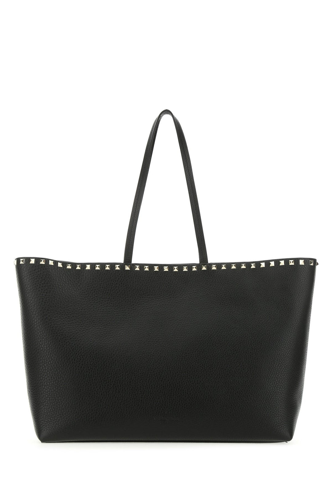 Black leather small Rockstud shopping bag