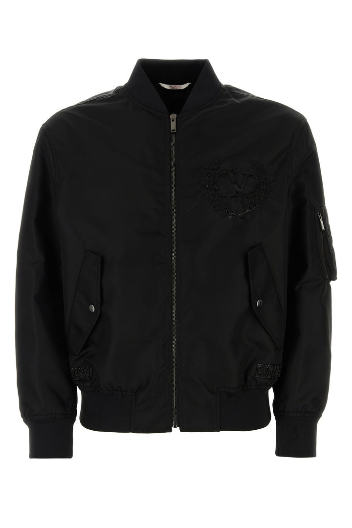 Black nylon bomber jacket