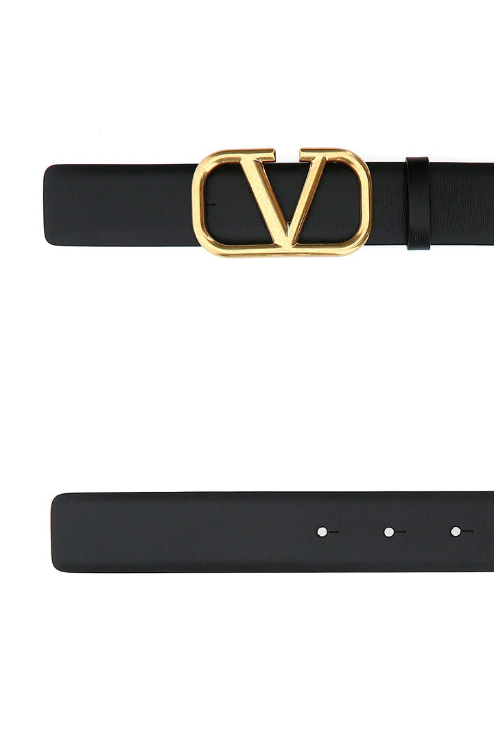 Black leather VLogo Signature belt