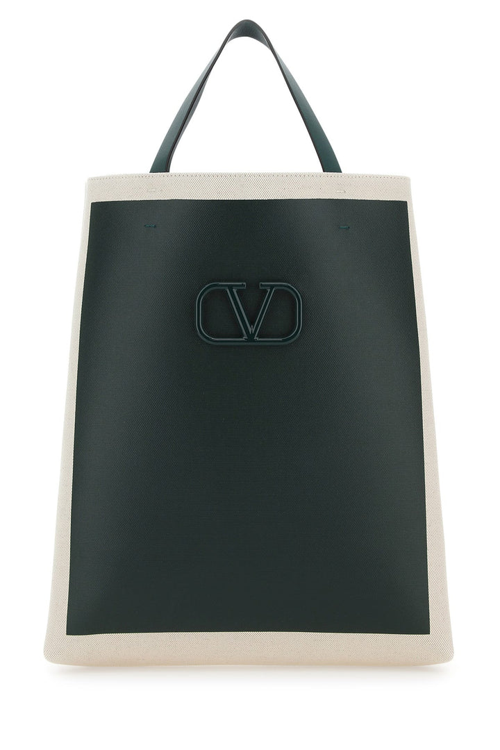 Two-tone canvas VLogo Signature shopping bag