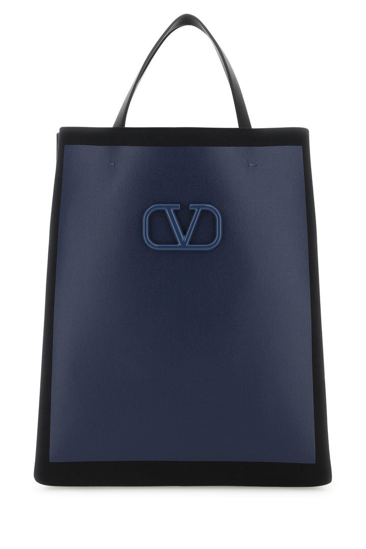 Two-tone canvas VLogo Signature shopping bag