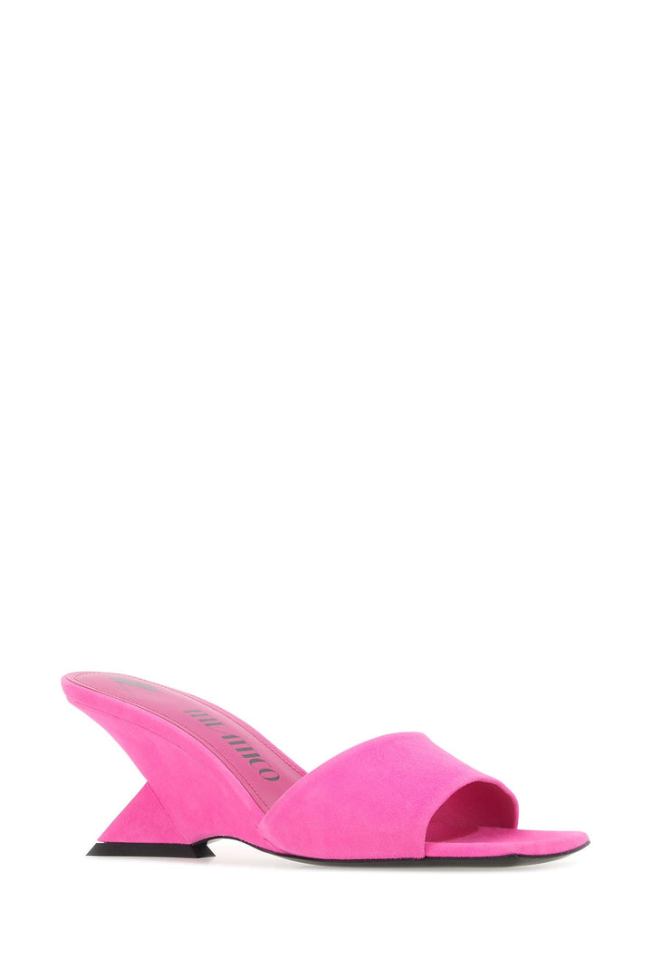 Fluo pink suede Cheope mules