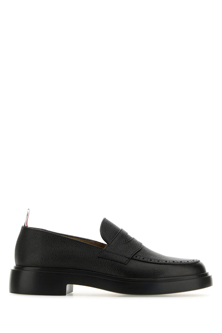 Black leather Penny loafers