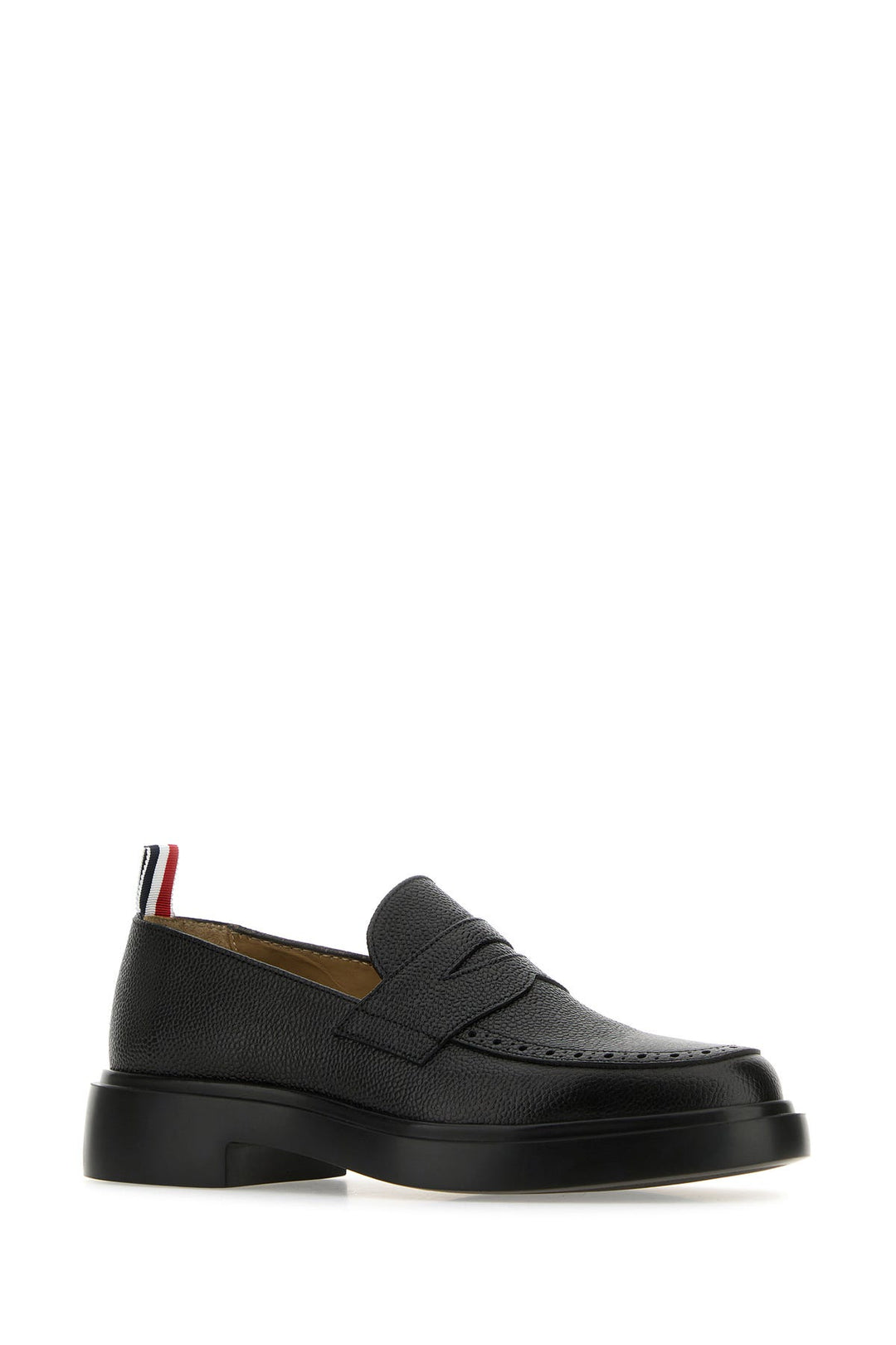 Black leather Penny loafers