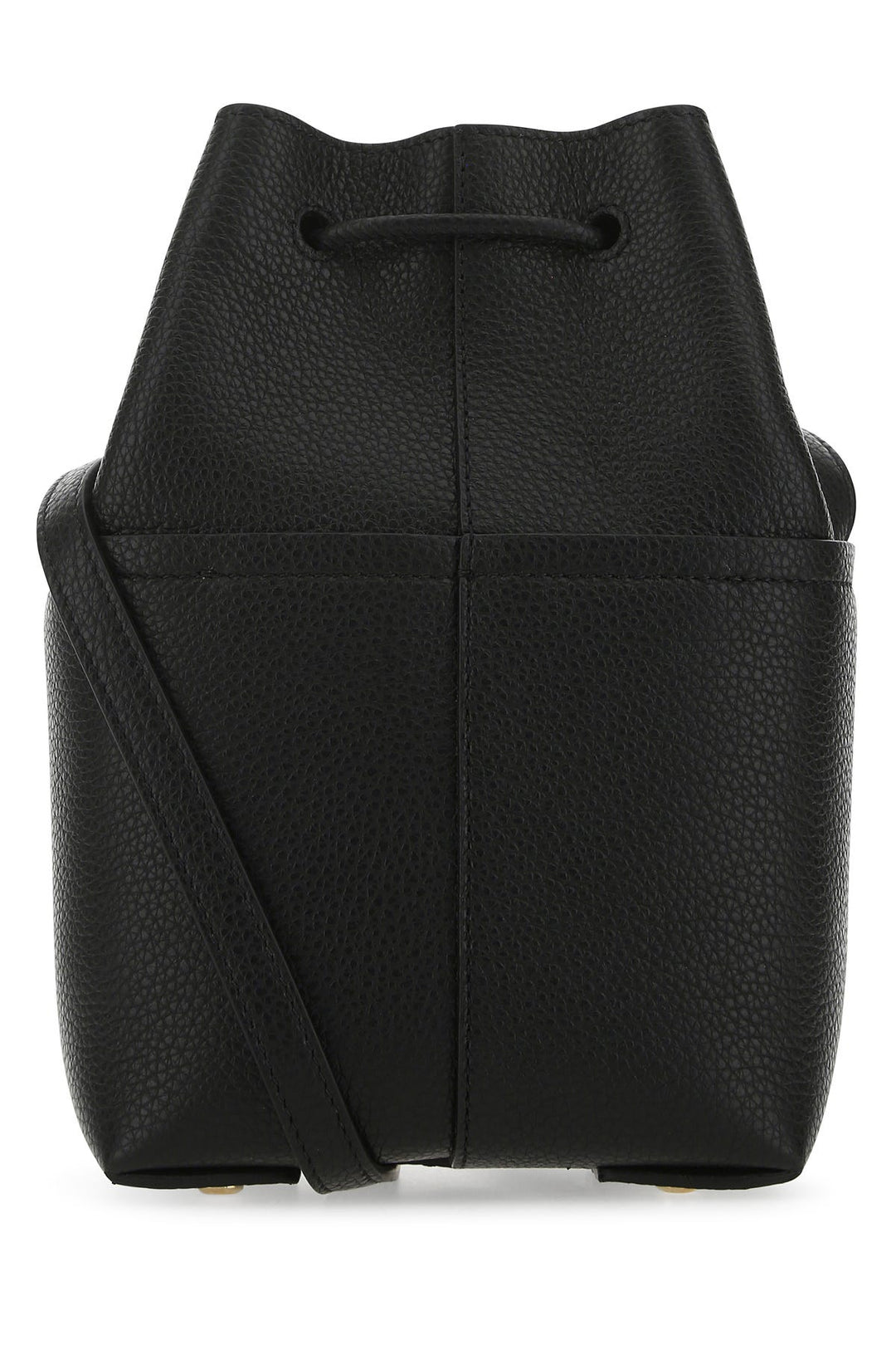 Black leather bucket bag