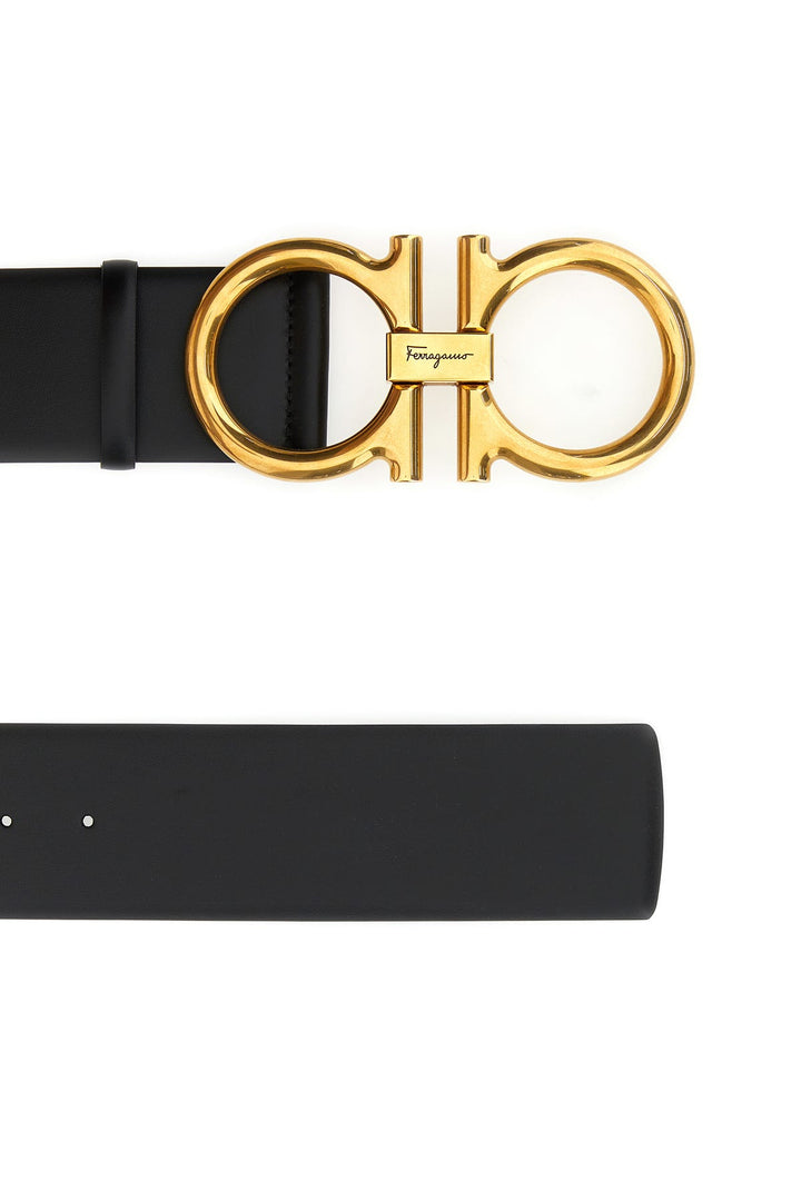 Black leather Gancini belt