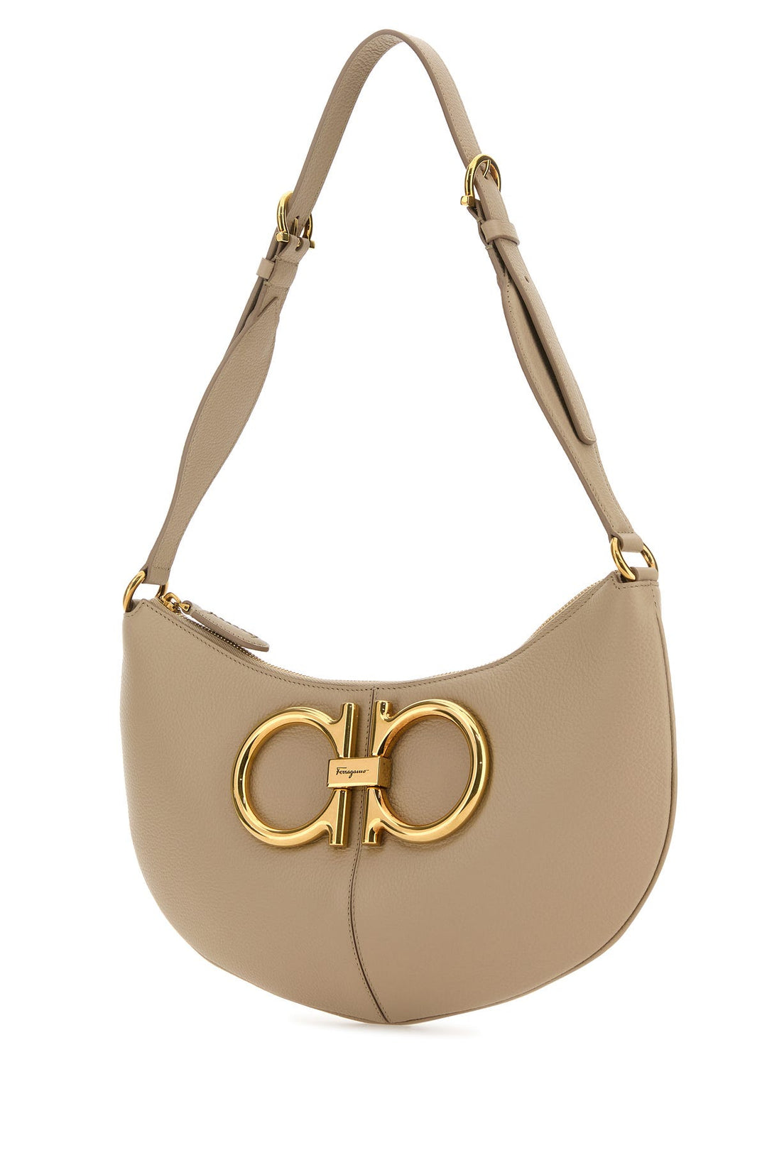 Beige leather Maxi Gancio shoulder bag