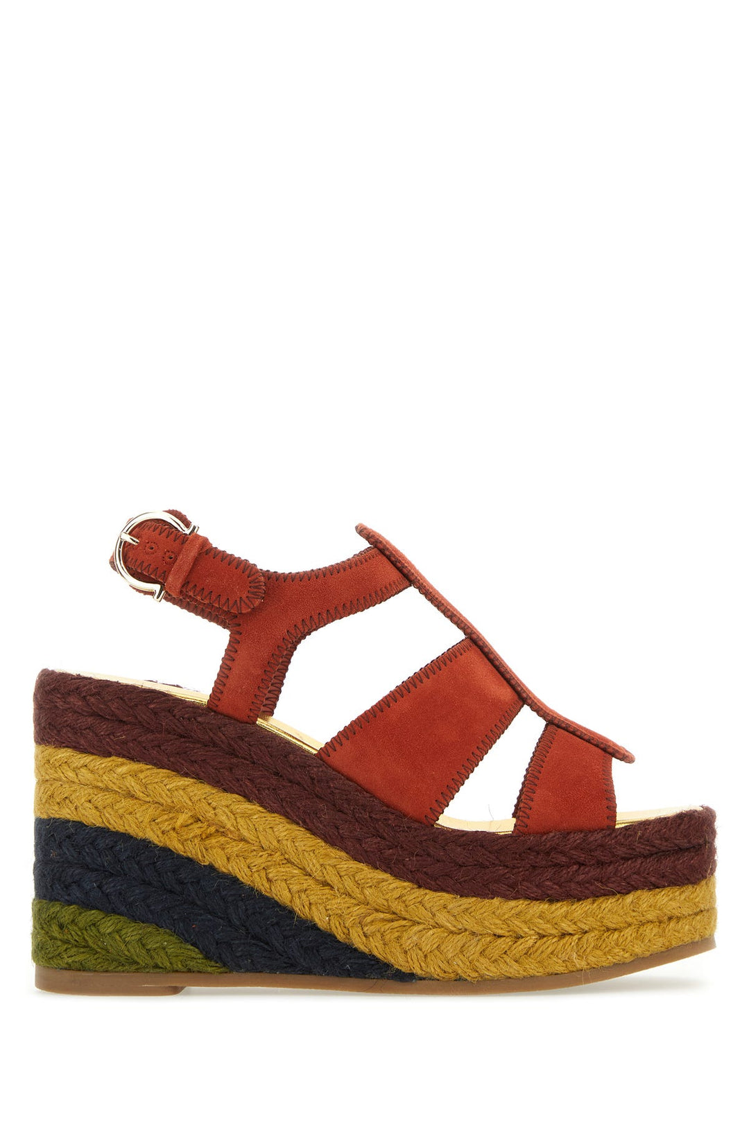 Brick suede Renee wedges