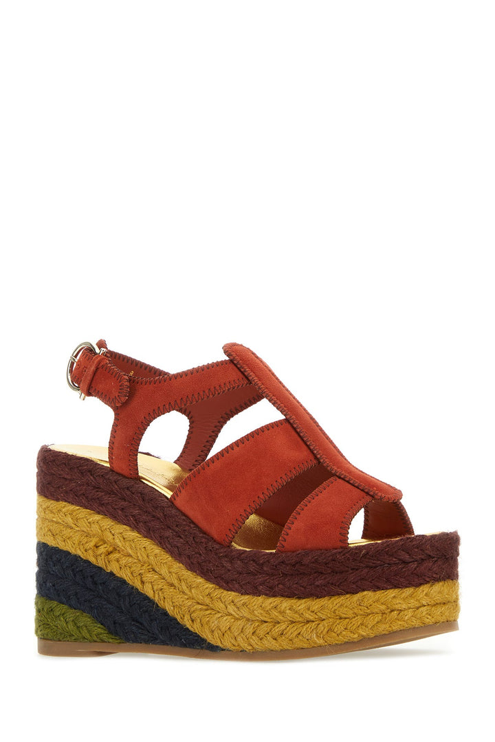 Brick suede Renee wedges