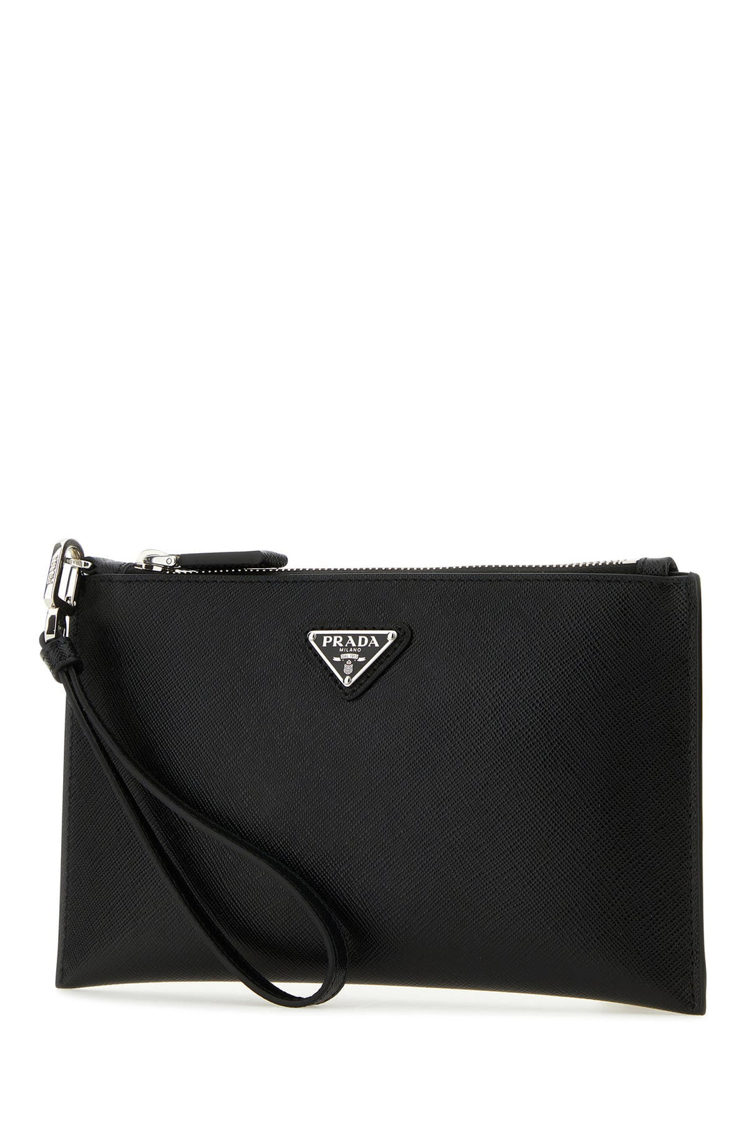 Black leather clutch