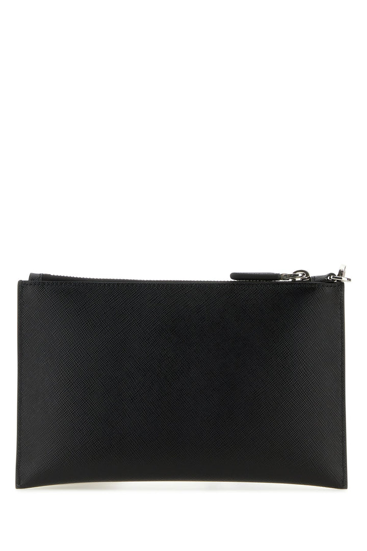 Black leather clutch