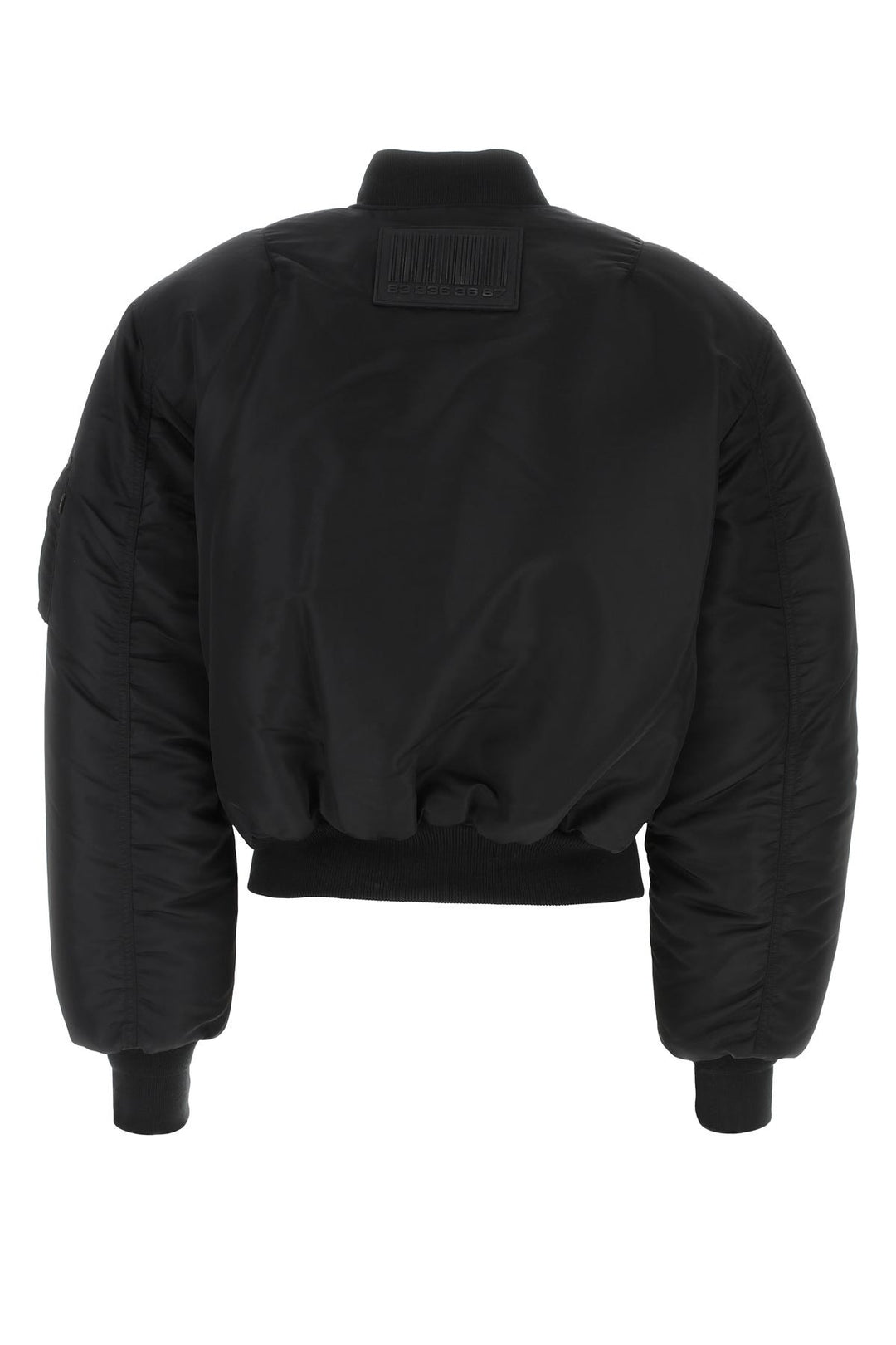 Black nylon padded bomber jacket