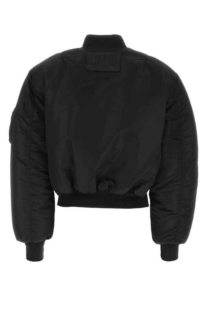 Black nylon padded bomber jacket