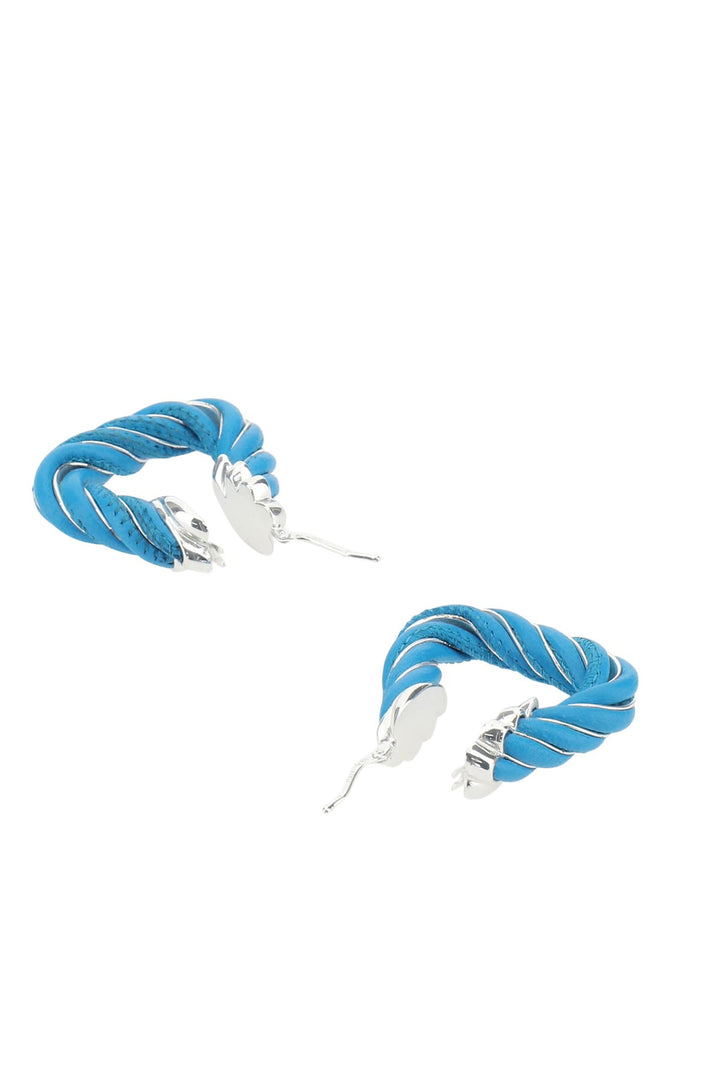 Light-blue nappa leather and 925 silver Twist Triangle earrings