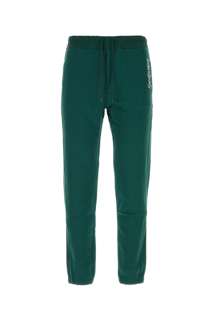 Bottle green cotton joggers