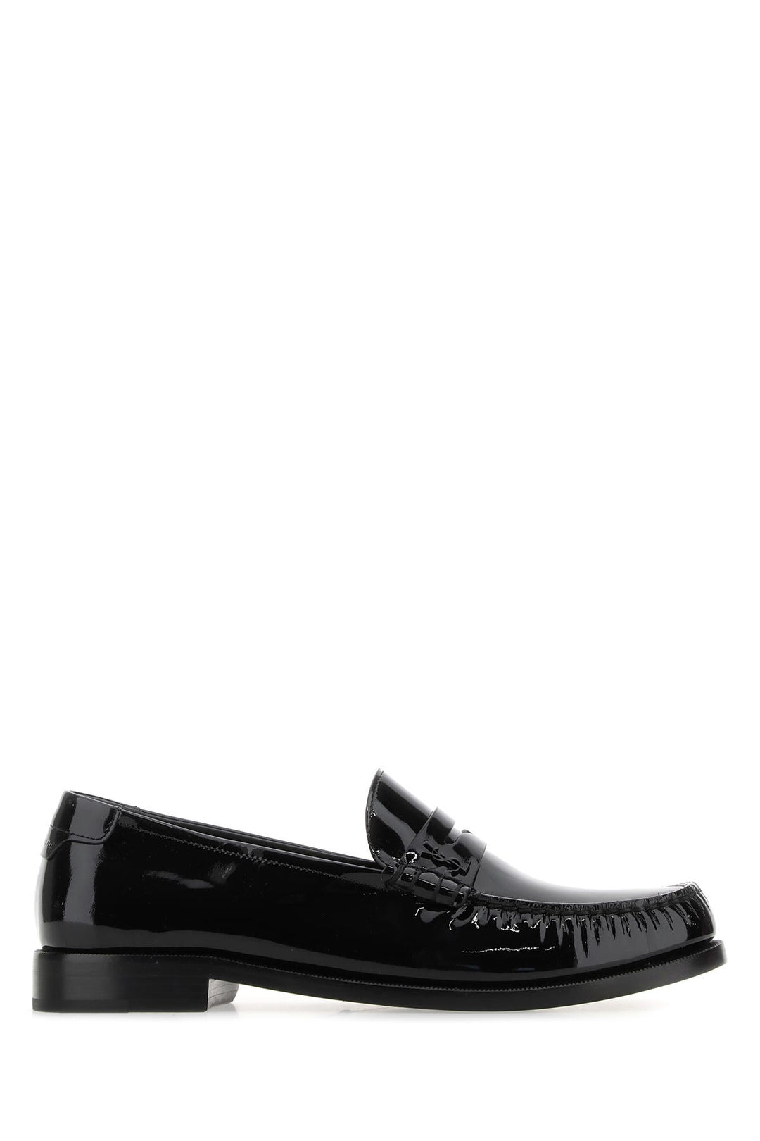 Black leather loafers