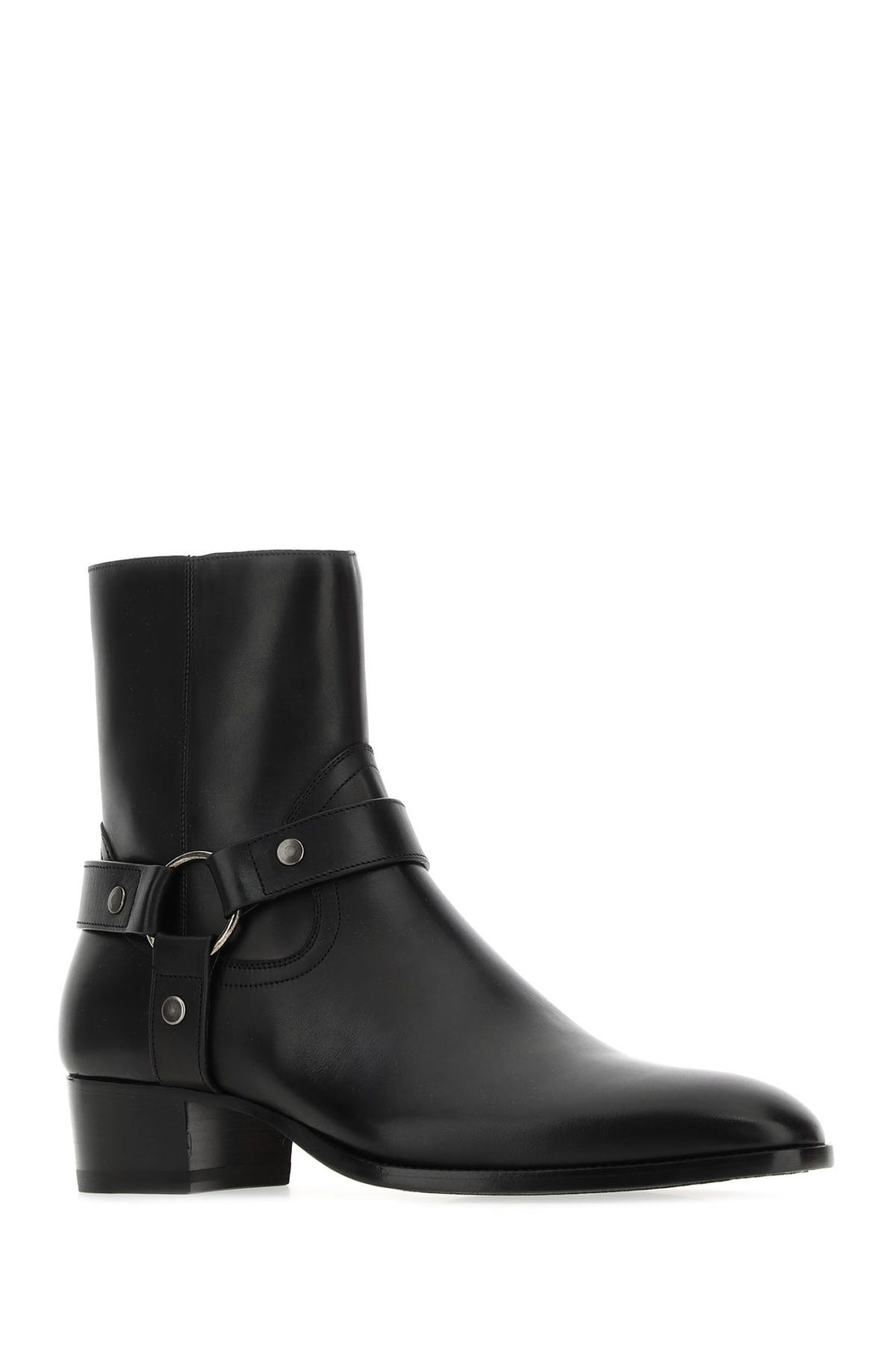 Black leather ankle boots