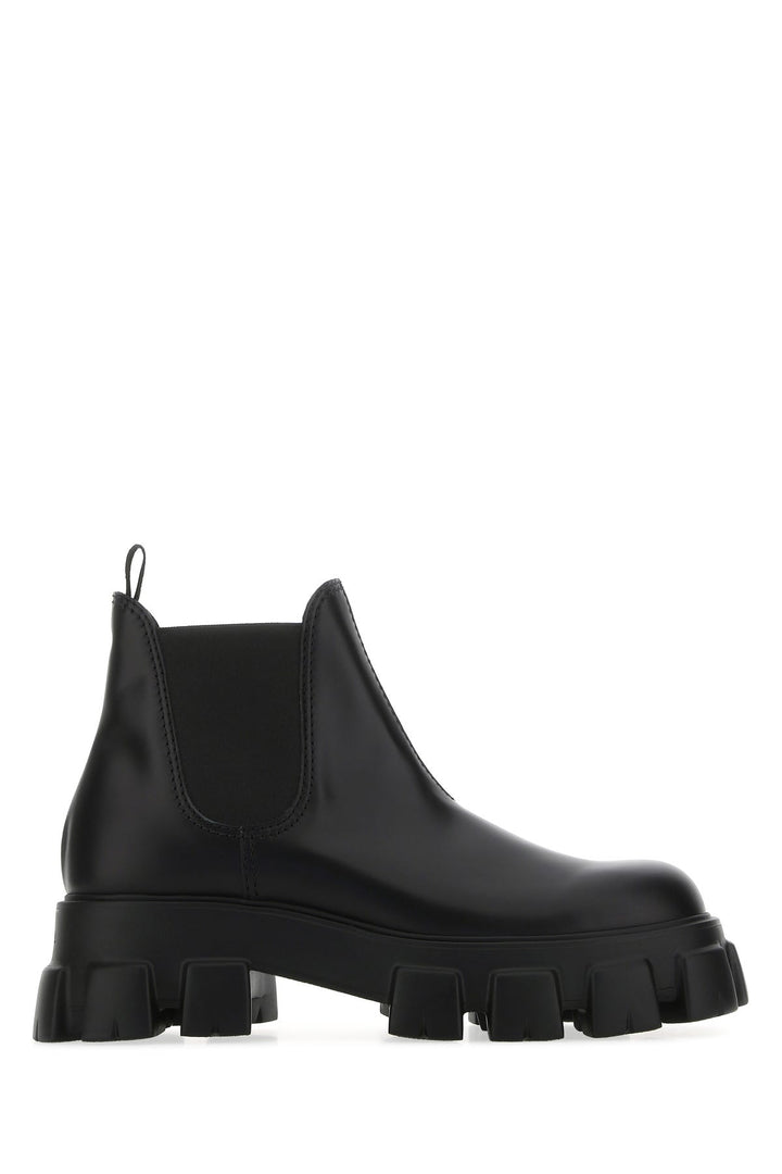 Black leather Monolith ankle boots