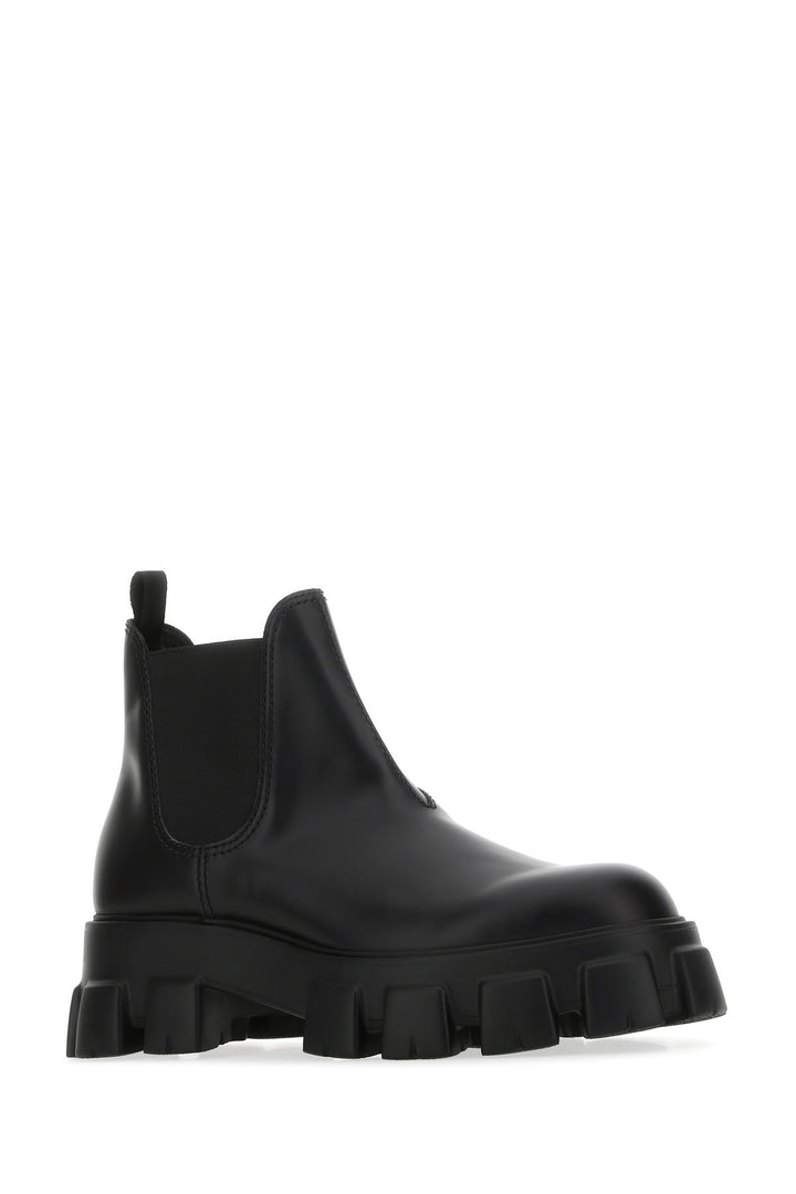 Black leather Monolith ankle boots