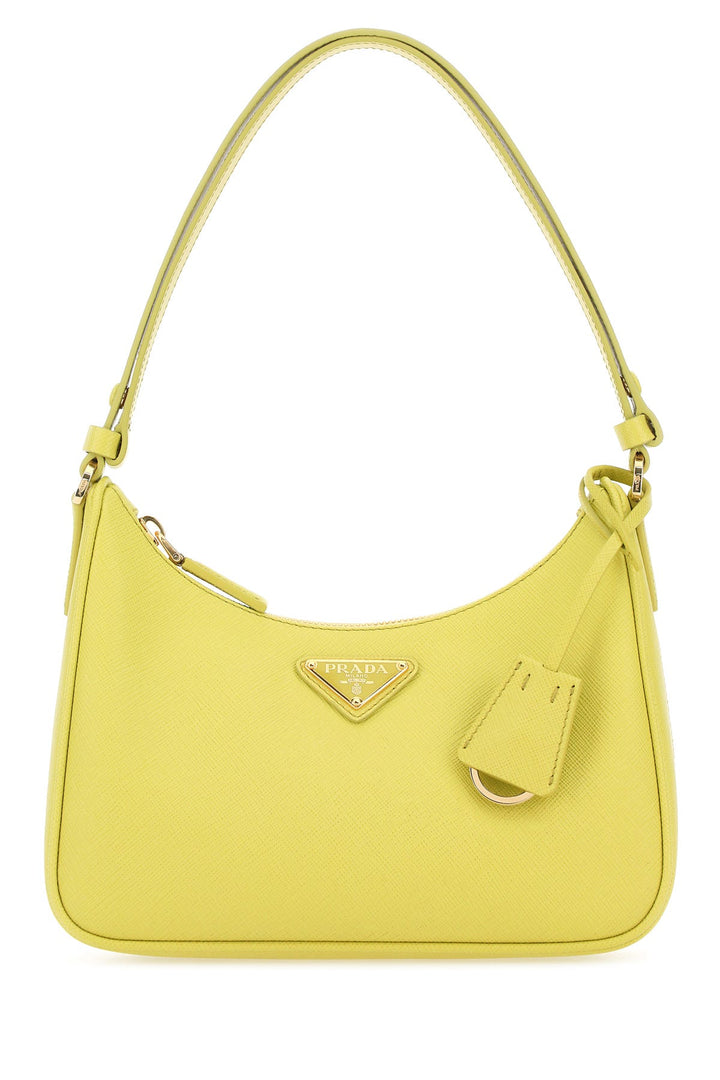 Acid green leather mini Prada Re-Edition shoulder bag