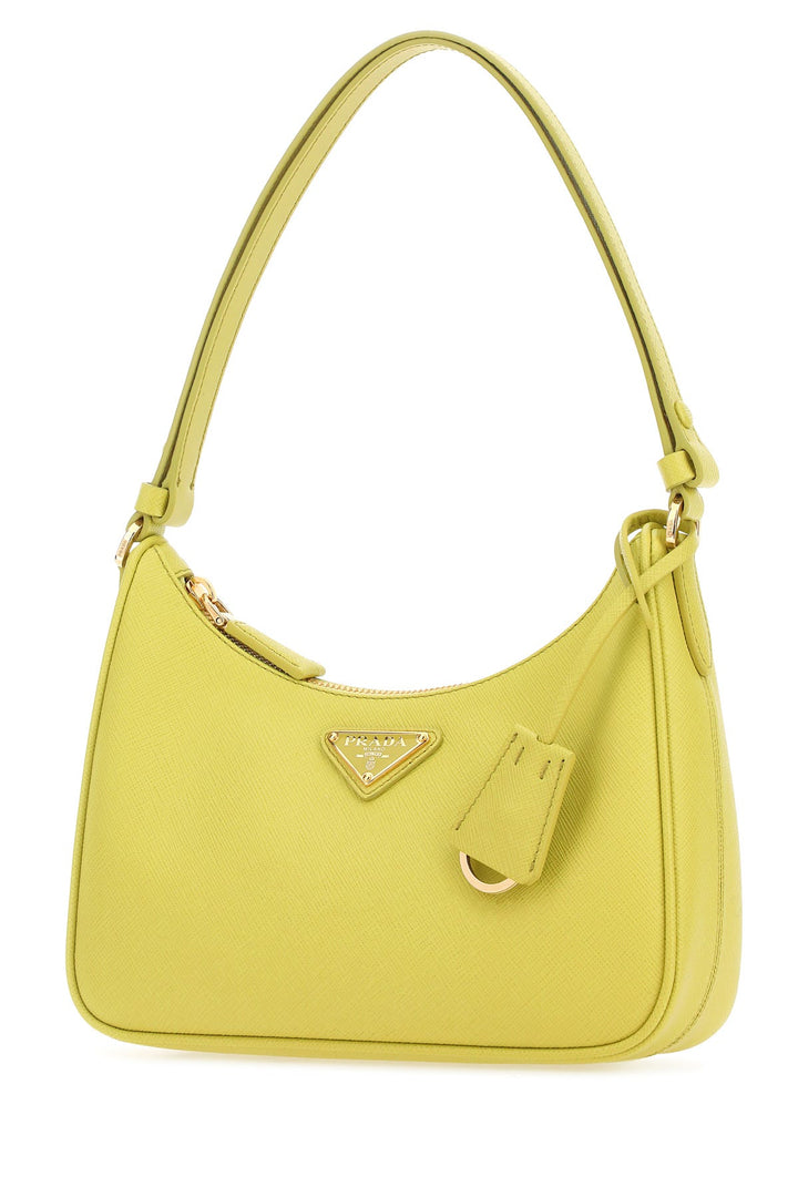 Acid green leather mini Prada Re-Edition shoulder bag