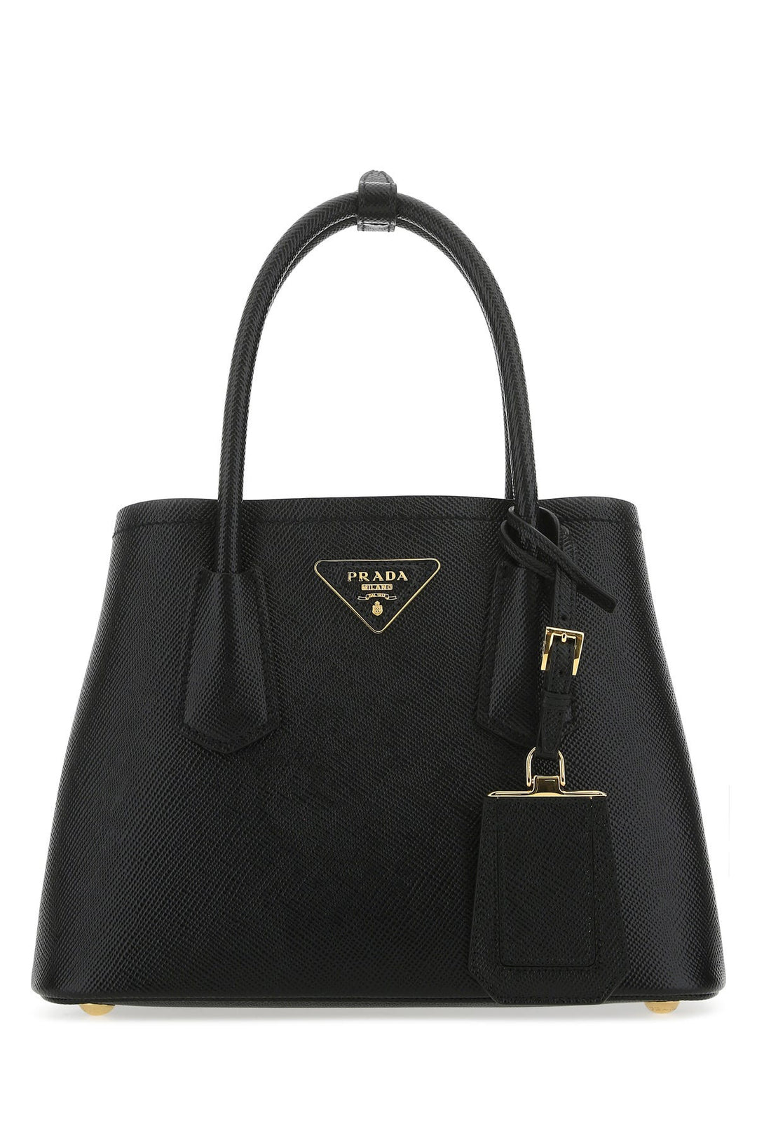 Black leather handbag