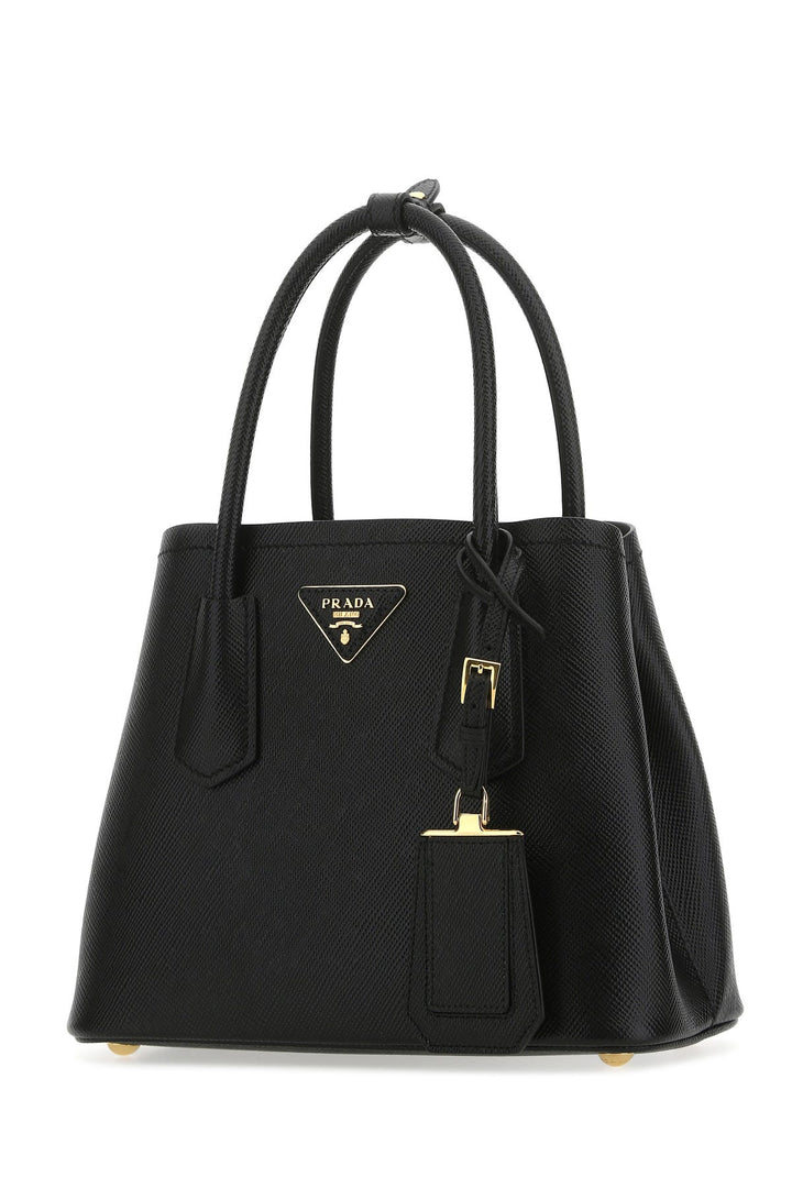 Black leather handbag