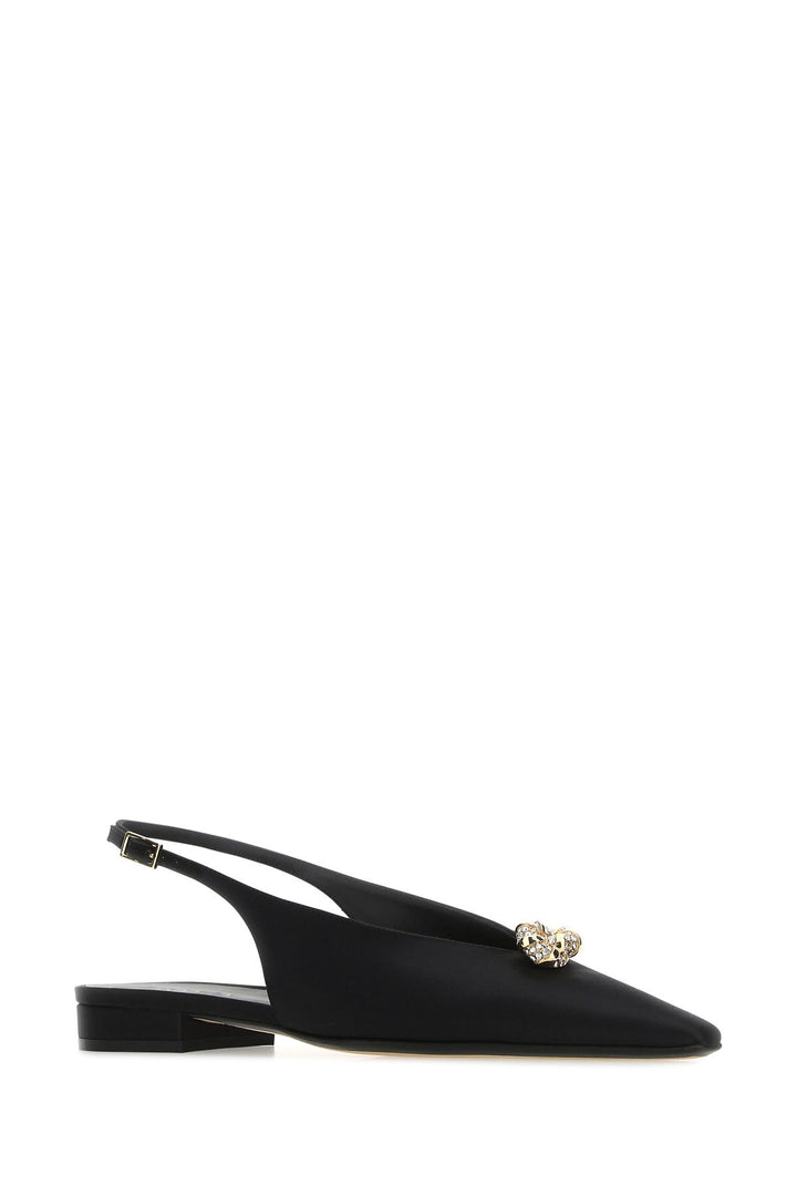 Black satin ballerinas