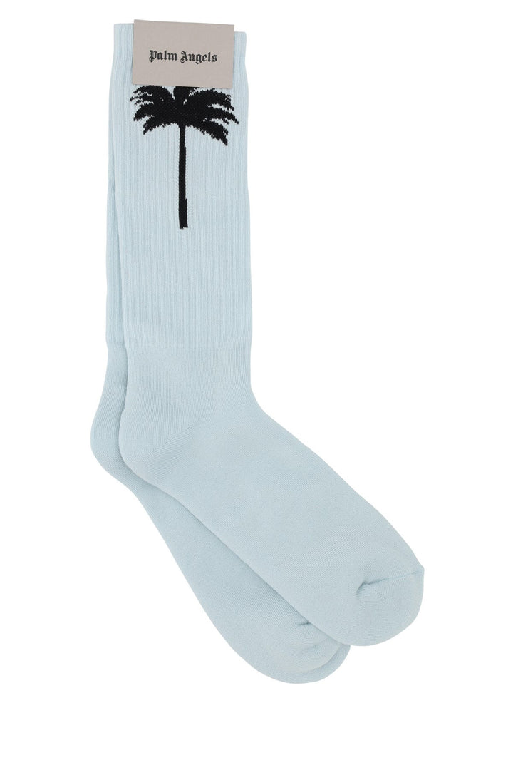 Light-blue stretch cotton blend socks