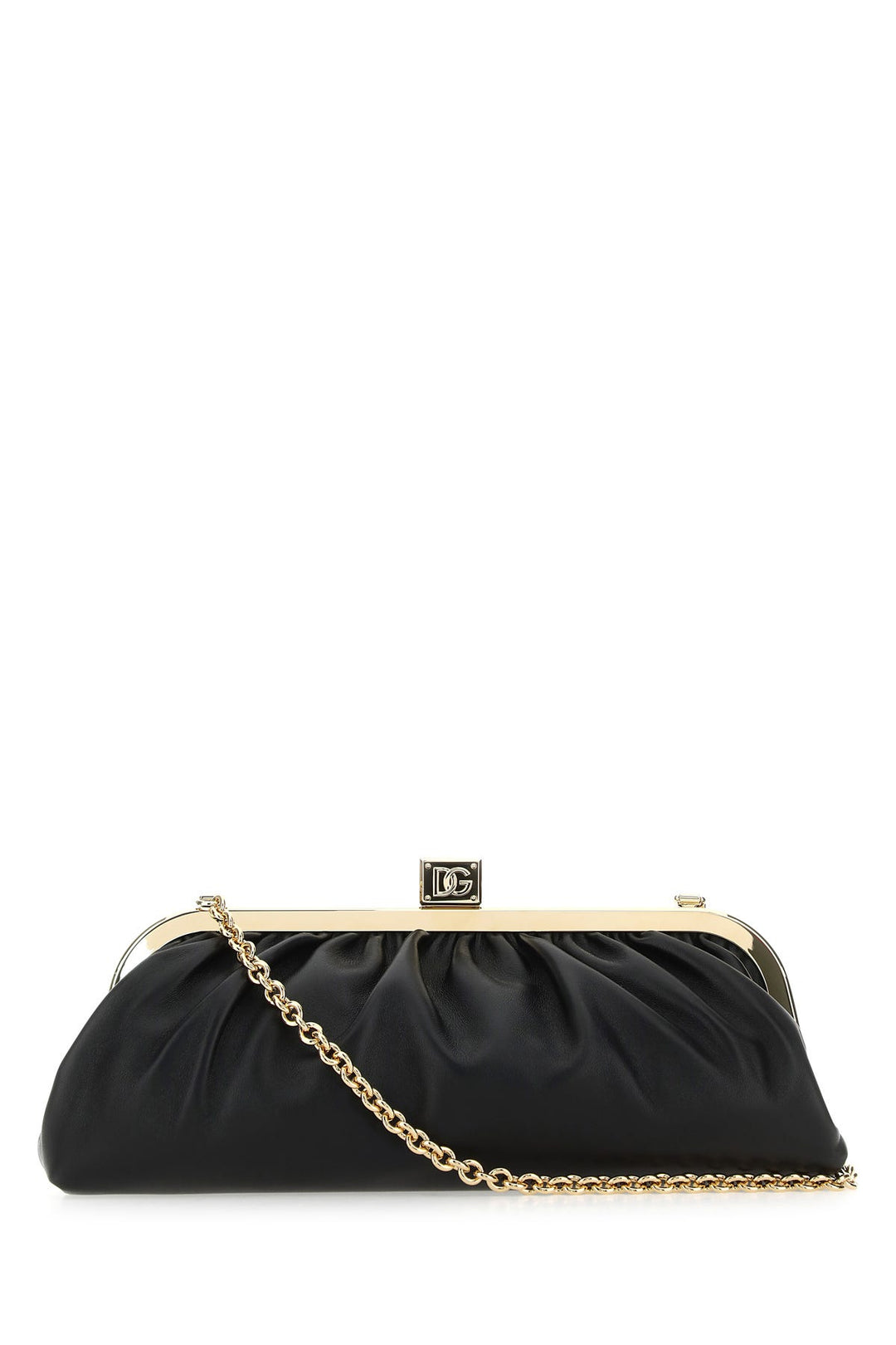 Black leather Maria clutch