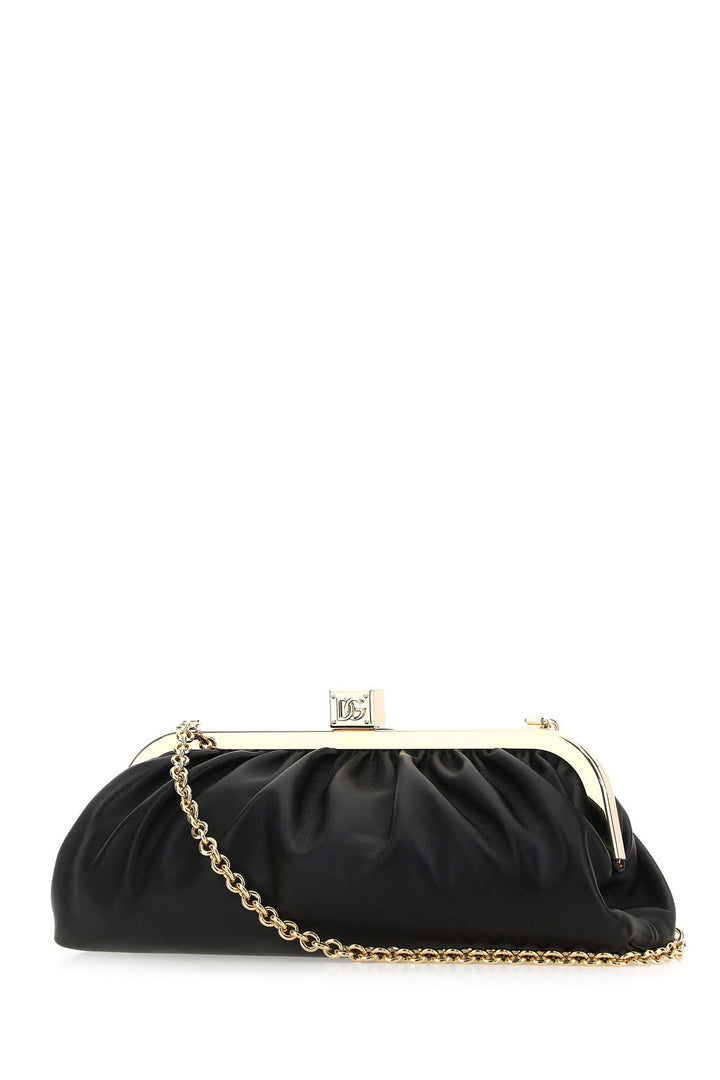 Black leather Maria clutch