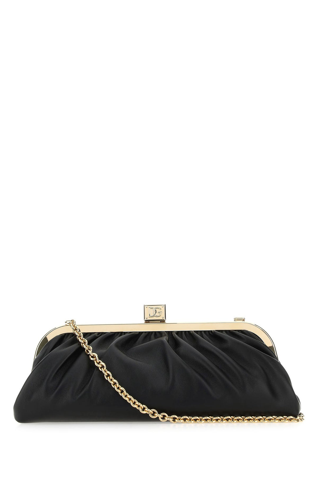 Black leather Maria clutch