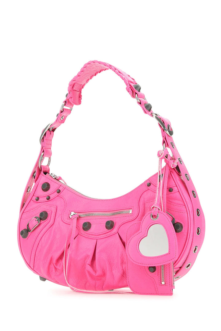 Fluo pink nappa leather Le Cagole S shoulder bag