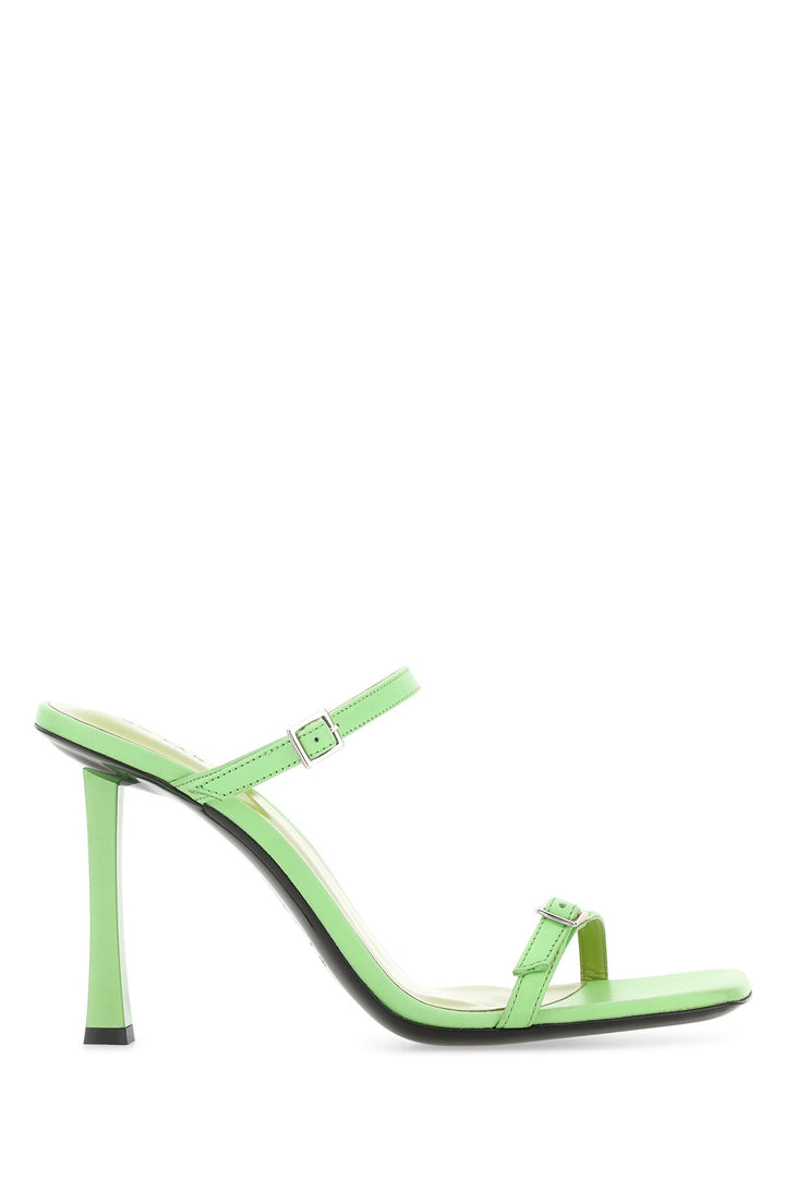 Light green leather Flick mules