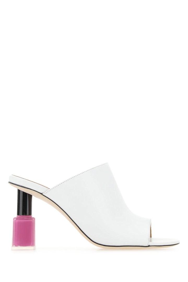 White leather Nail Polish mules