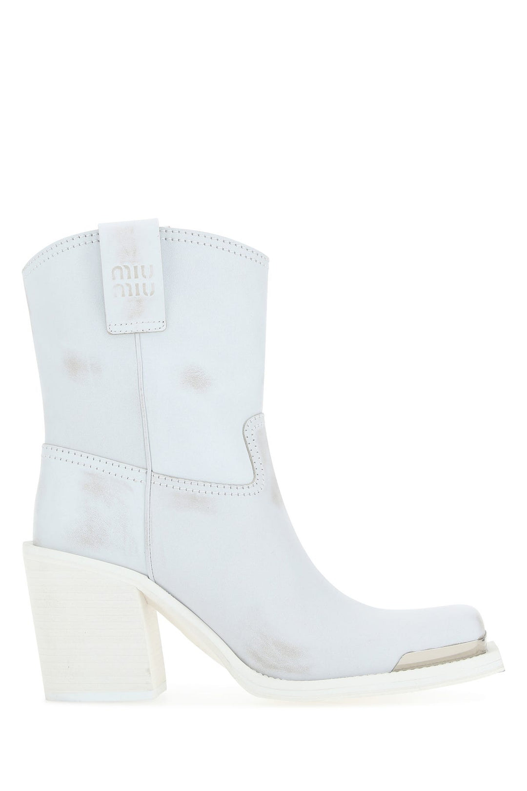 White leather ankle boots