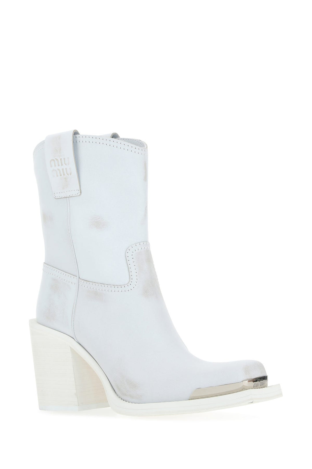 White leather ankle boots