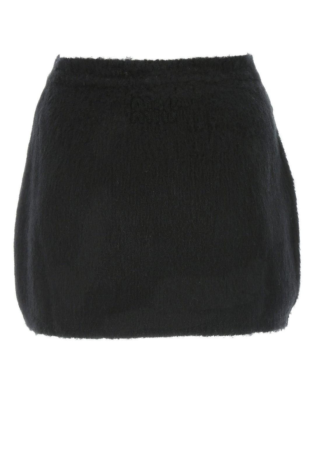 Black stretch wool blend mini skirt