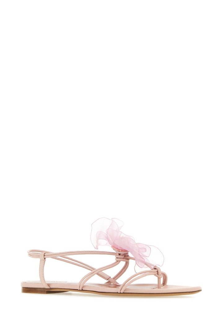 Pastel pink nappa leather thong sandals