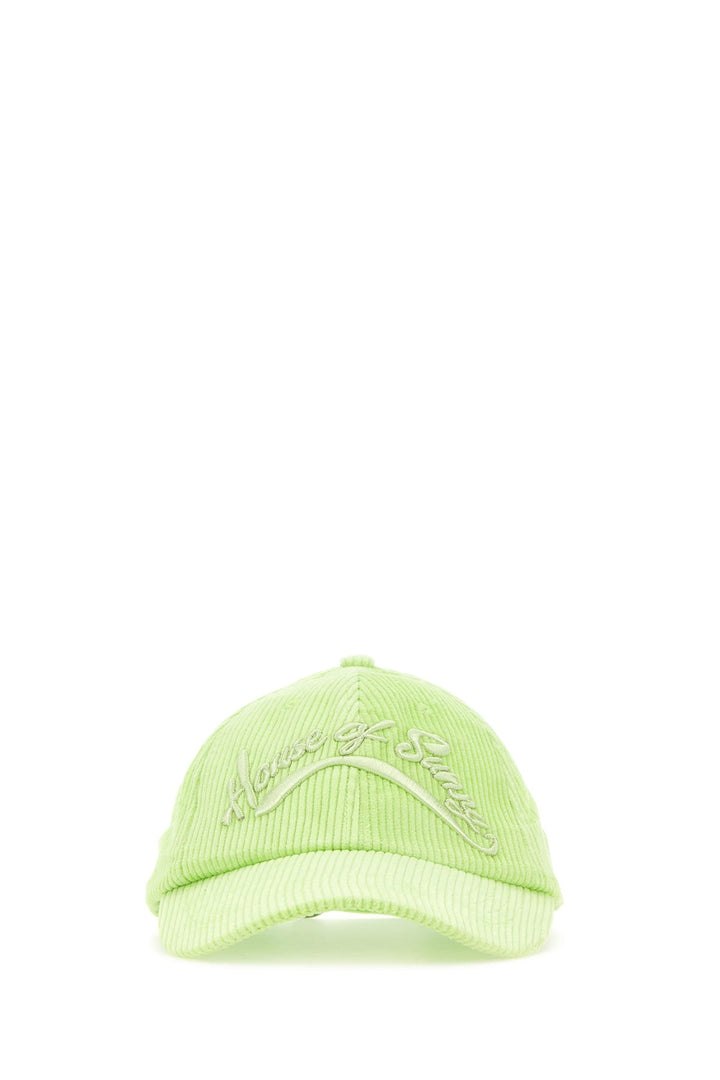 Acid green corduroy baseball cap