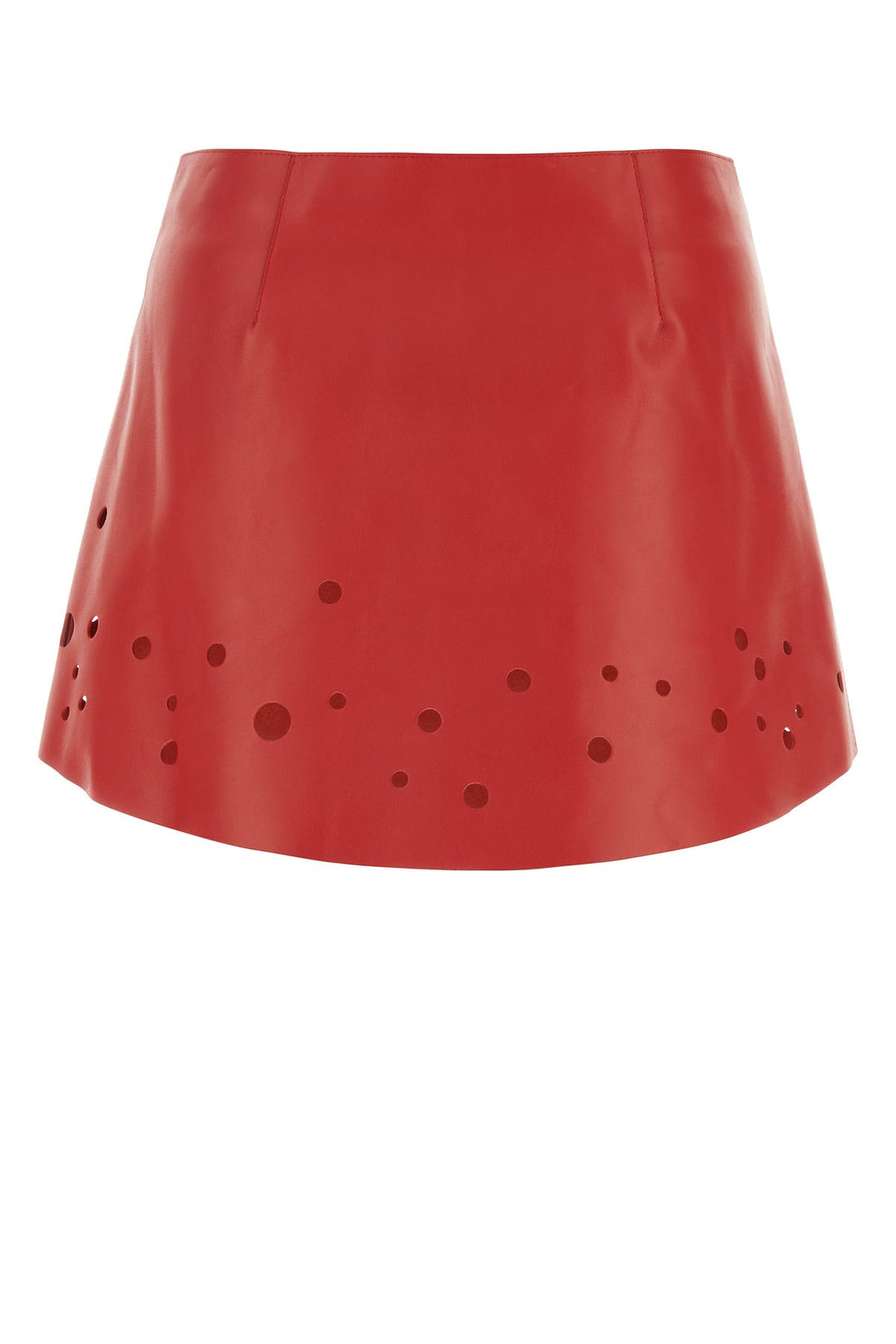 Red leather mini skirt